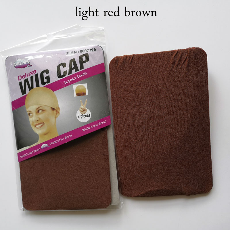 Gorro de malla elástica para peluca, malla tejida a la , color negro, marrón, Beige, malla para el pelo, 30 unidades (15 bolsas): light red brown30pcs