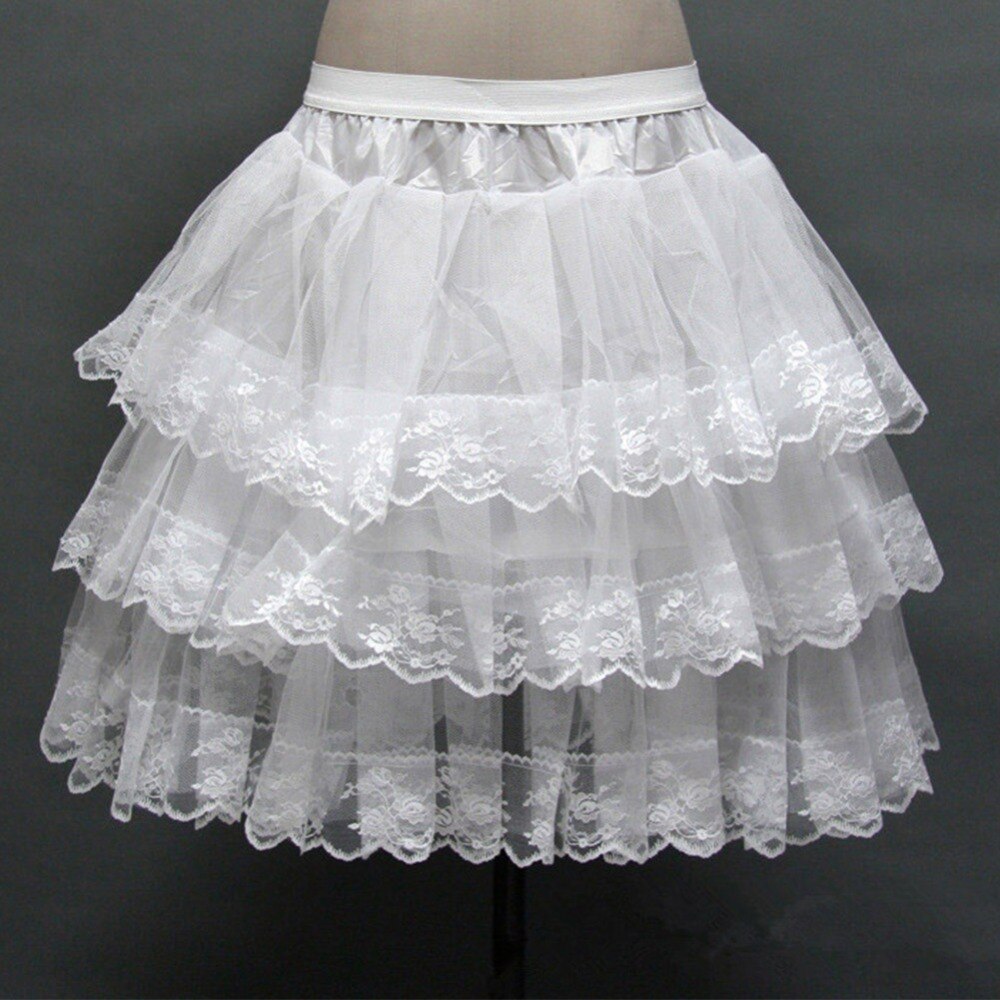 3 Layers Hoopless Lace Petticoat Women Short Petticoats A Line underskirt Bridal crinoline Petticoat