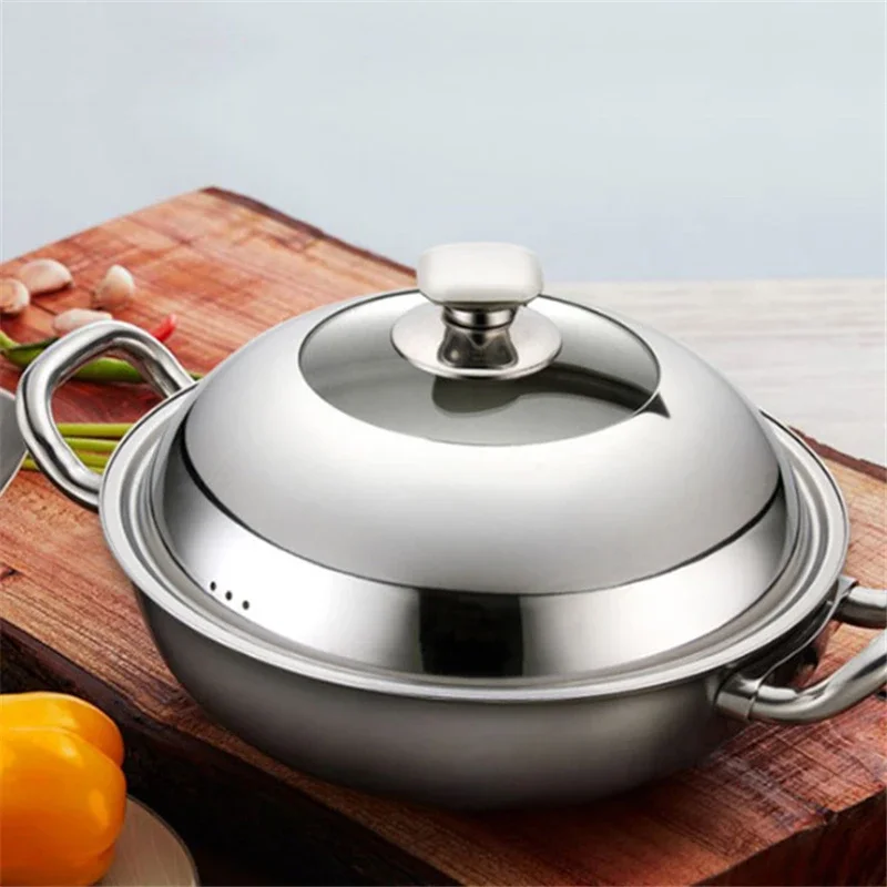 Visible Cooking Wok Pan Lid Stainless Steel Universal Pan Cover Visible Replaced Lid for Frying Wok Pot Dome Wok Cover