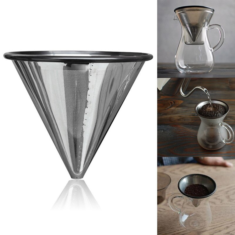 High Stainless Steel Pour Over Coffee Filter Reusa... – Grandado