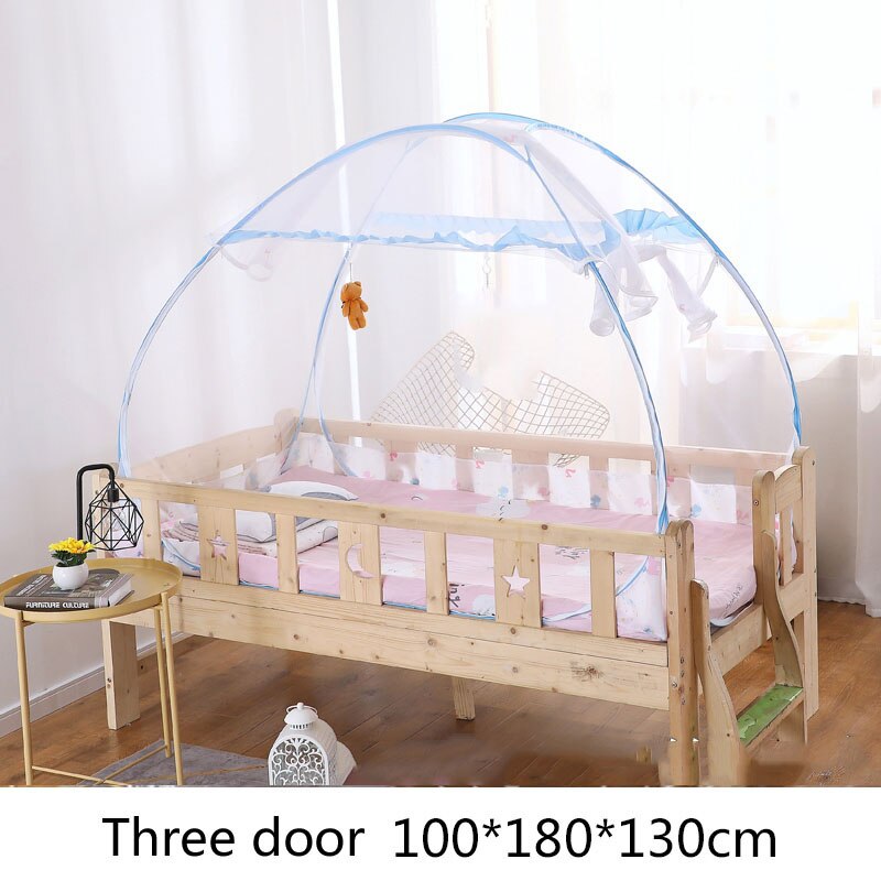 Draagbare Babybedje Klamboe Kinderbedje Anti-Mosquito Tent Mongoolse Yurts Kinderen Klamboe Vouwen Camping: blue  100x180x130cm