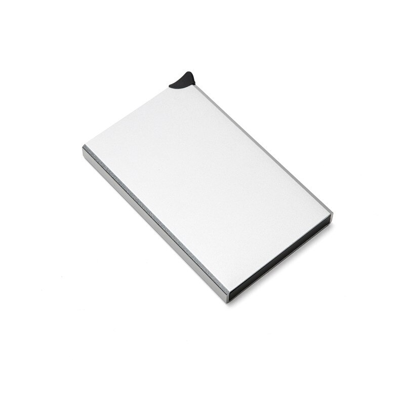 BISI GORO Black Metal Box Wallet Single Box Aluminum Credit Card Holder Slim RFID Protector Card Cases: X-55 Silver