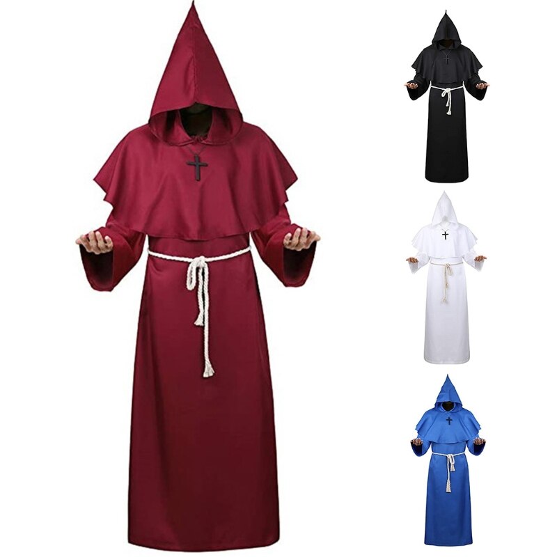 Adult Unisex Vampire Costume Set Reversible Hooded Cape Cloak Halloween