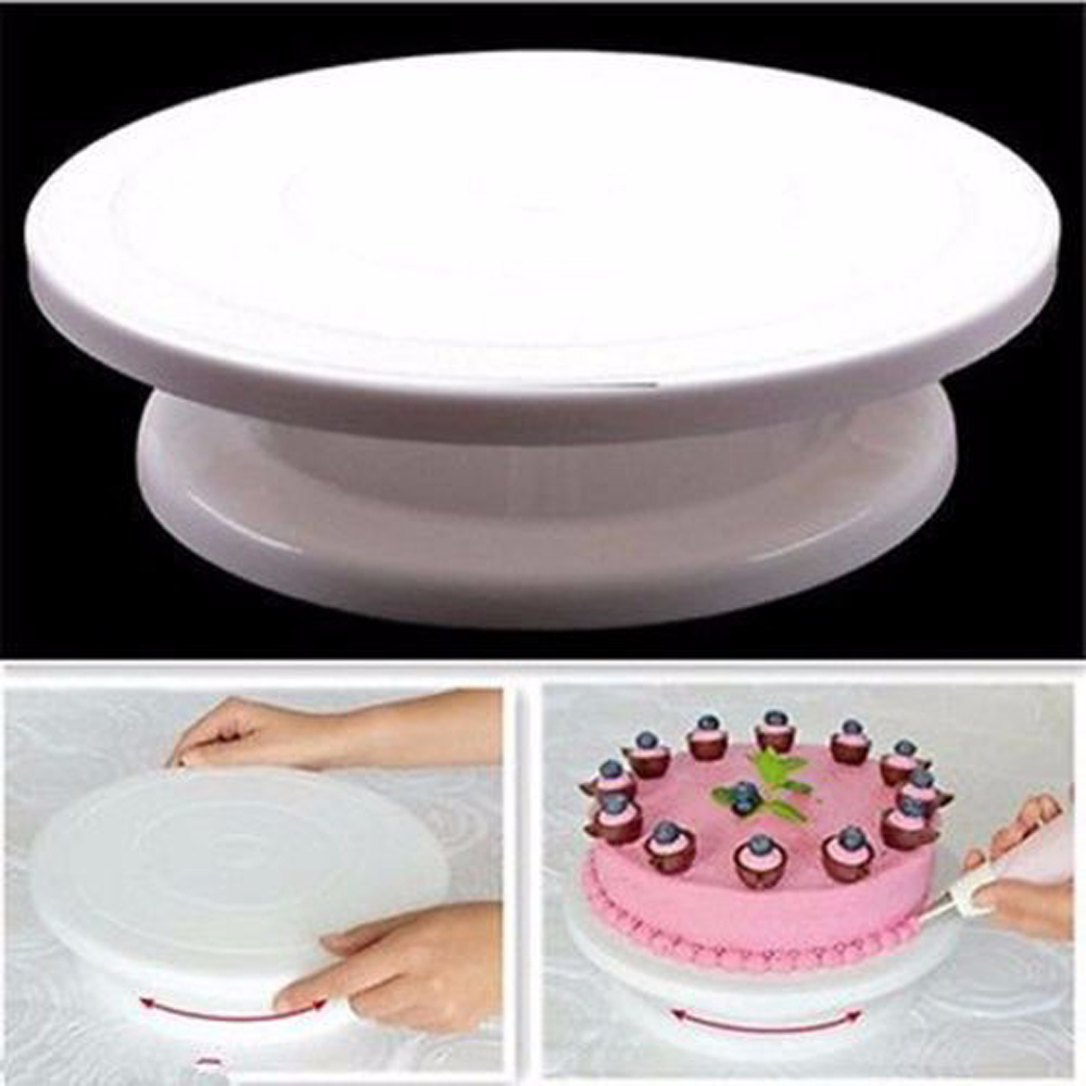 28cm Keuken Cake Decorating Icing Draaitafel Cake Stand Wit Plastic Fondant Bakken Tool DIY Platform Cupcake Stand