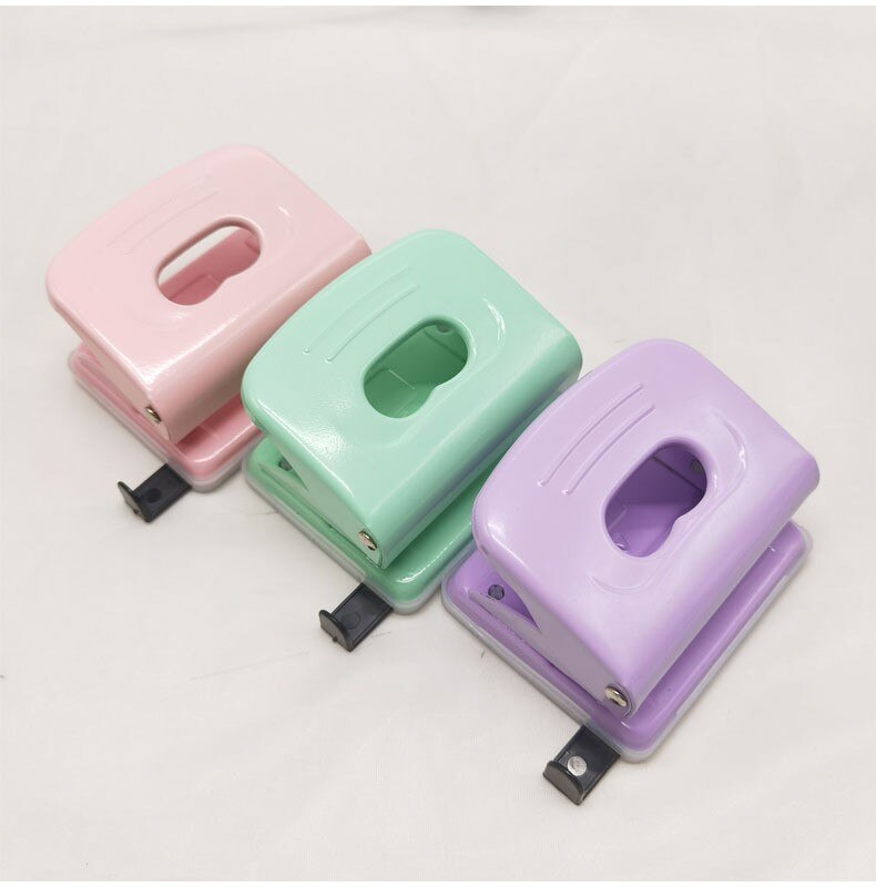 Office Cute Two-hole Labor-saving Puncher with Ruler Ring To Collect Debris and Easy To Clean Loose-leaf Punching Supplies: B Random Color