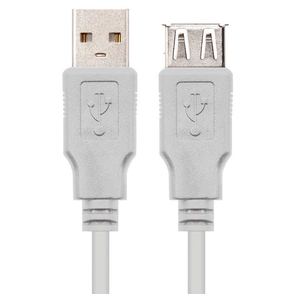 Nanokable 10.01.0202 1m USB 2.0 typ rozszerzenie męskie i żeńskie kabel beżowy przedłużacz ołowiu do drukarki PC Laptop
