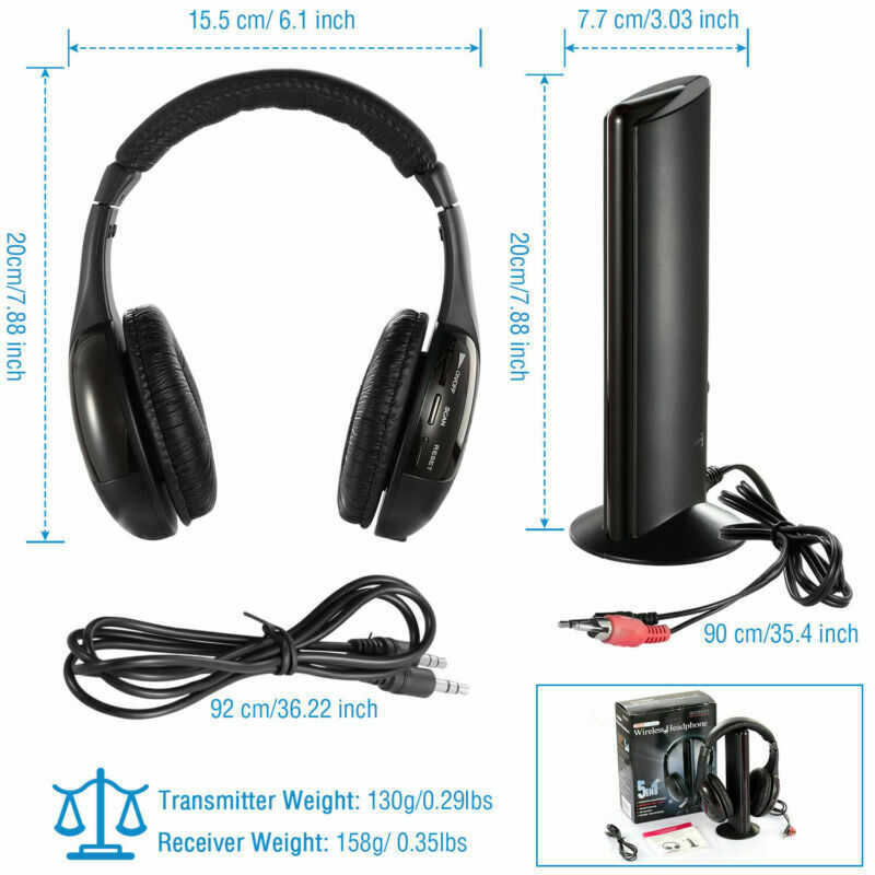 5 In 1 Headset Wireless Headphone Cordless RF Mic For PC TV DVD CD MP3 MP4 Wireless Earphones