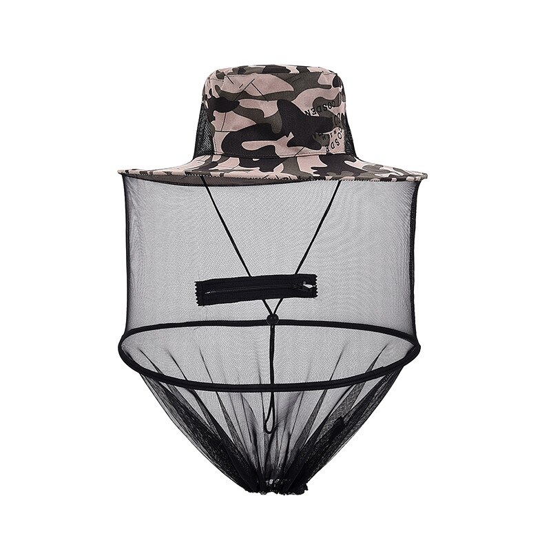 Bucket Hat With Mesh Zipper Outdoor Sunshade Cap Anti Mosquito Insect Lightweight Breathable Folding Camping Fishing Hat: H