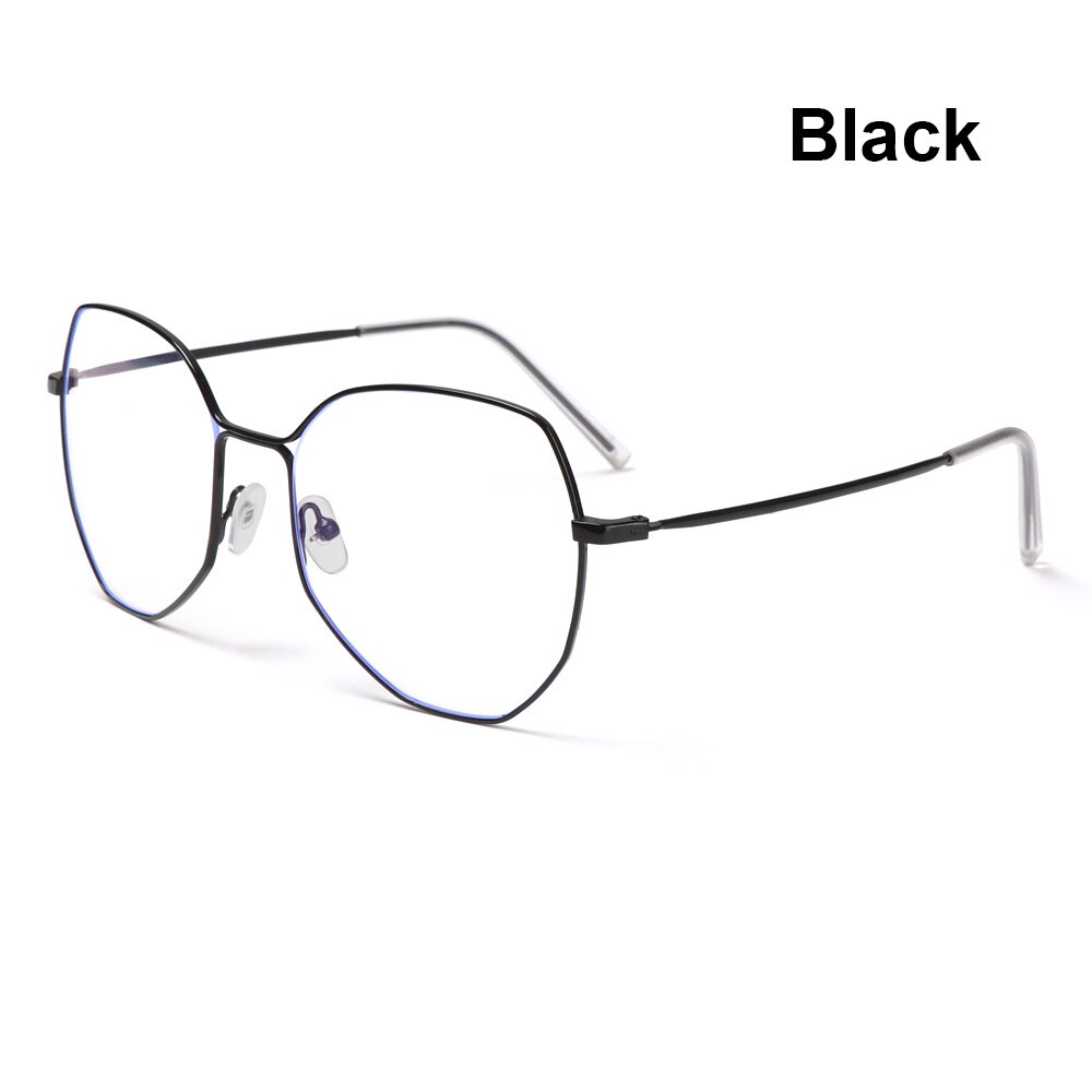 1pc Metal Anti-Blue Light Glasses Unisex Ultralight Round Metal Frame Computer Glasses Blocking Eyeglasses Flat Mirror Eyewear: 10