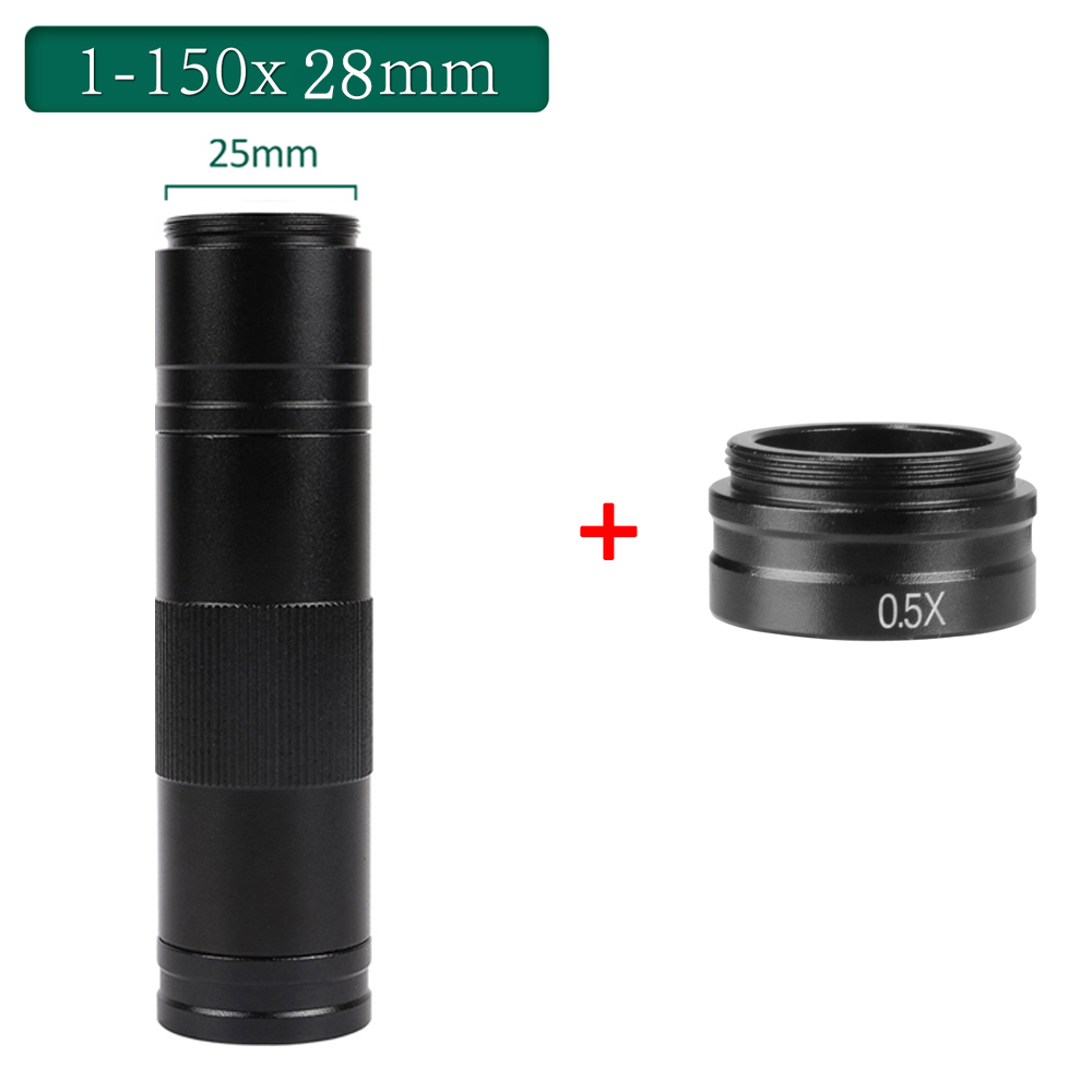 YIZHAN Magnification Adjustable 150X Zoom C Mount Lens With 0.5X Objective For HDMI USB Industrial Digital Microscope Camera: Red