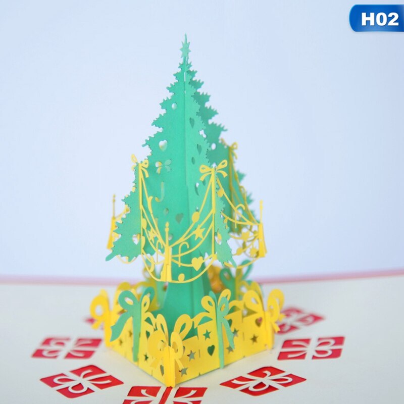 3D Pop Up Kerstkaart Decoraties Kerstboom Groeten Kaart Voor Xmas Jaar Wenskaarten Handgemaakte: H02