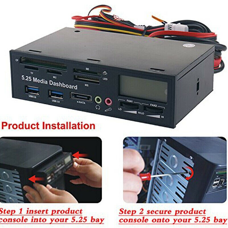 PYMH 5.25 Inch USB 3.0 PC Front Panel Media Dashboard Card Reader HUB SATA PCIE PCE-E