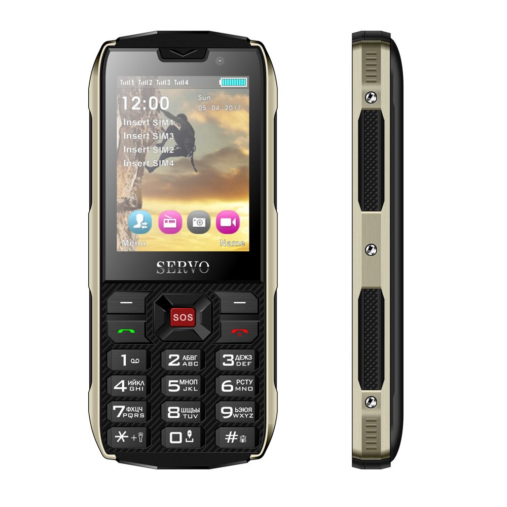 SERVO H8 Mobiele Telefoon 2.8inch 4 SIM telefoon Bluetooth Zaklamp GPRS 3000mAh Power Bank Telefoon Russische Taal toetsenbord mobiele