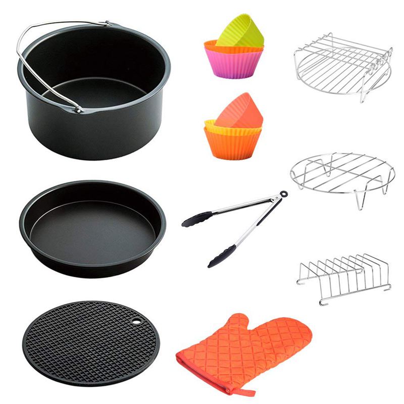 Frityrgryte tilbehør 8 tommer til 5.8 qt xl frityrgryte , 9 stykker til gowise phillips og cosyna luftfryser, pass 4.2 qt til 5.8 qt,: misligholde tittel