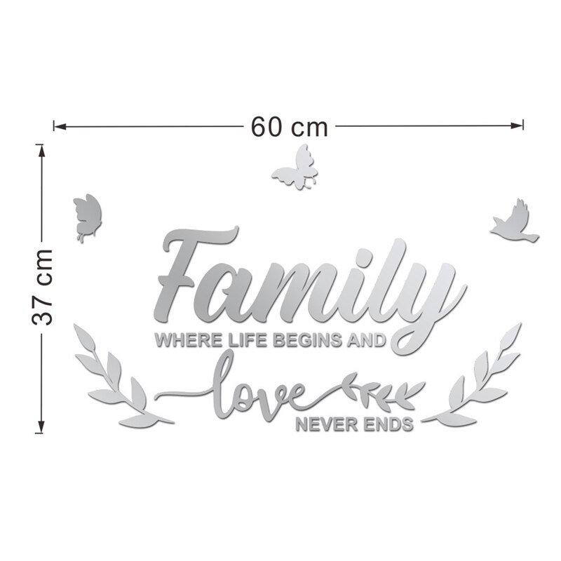 1einstellen 3D Spiegel Zauberstab Aufkleber DIY Familie Worte Acryl Zauberstab Aufkleber Wohnzimmer Zauberstab Dekor Hause Dekoration adesivo de parede