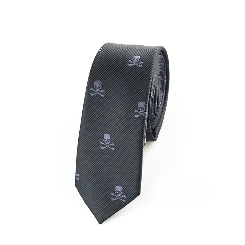 Corbata de Halloween de 6CM para hombre, corbatas estrechas de poliéster con calavera para bicicleta, corbatas azules marino informales, traje de , accesorios de Cuello de camisa: Gris