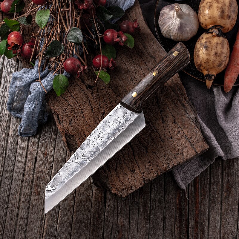 Cuchillo japonés para deshuesar, utensilio de cocina de acero, hecho a mano, Santoku