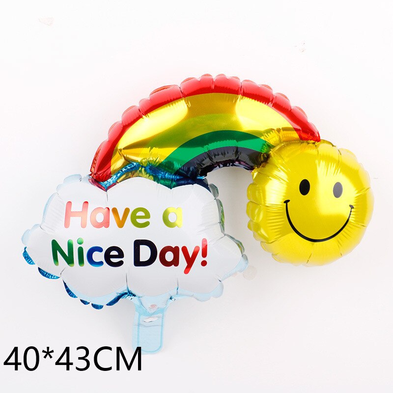 1 stk tegneserie smilende sky folie ballon dejlig helium regnbue blomst fe enhjørning ballon baby shower børn fødselsdagsfest dekor: Glad regnbue