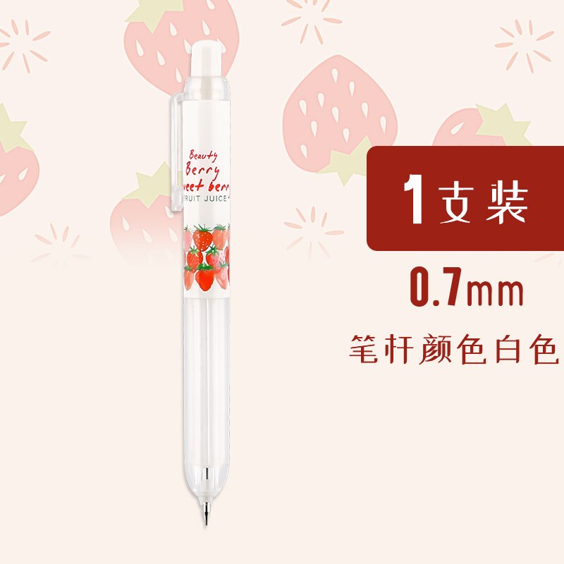 Mechanical Pencil Strawberry Limited 0.5/0.7mm Pressing Pen Girl Heart Cute Pressing Pen Pencil Work: 1pcs white 0.7mm