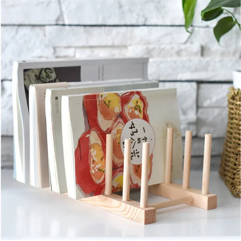 Wooden Dish Drainer Rack Kitchen Dishes Stand Plate Dish Drying Racks Pot Lid Racks Kitchen Organizer Drying Cups Display Shelf