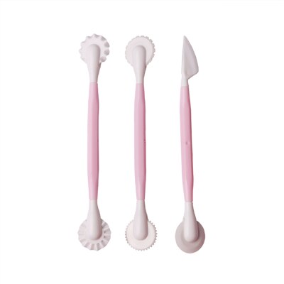 Delidge 3 stks/set Fondant Cake Pen Decoratie Set 6 Patronen Bloem Sugarcraft Modelling Gereedschap Graveren Snijden Pennen Tool: pink