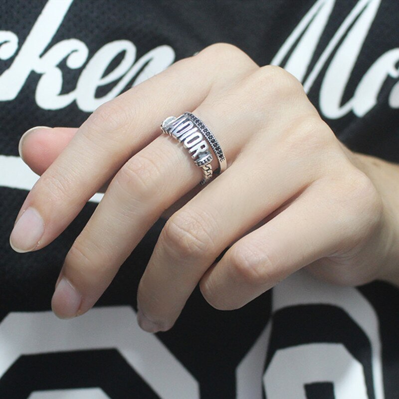 Jahrgang Gravierte Buchstaben Einstellbare Öffnen Ringe für Frauen Mädchen Zubehör Klassische Engagement Ring Schmuck