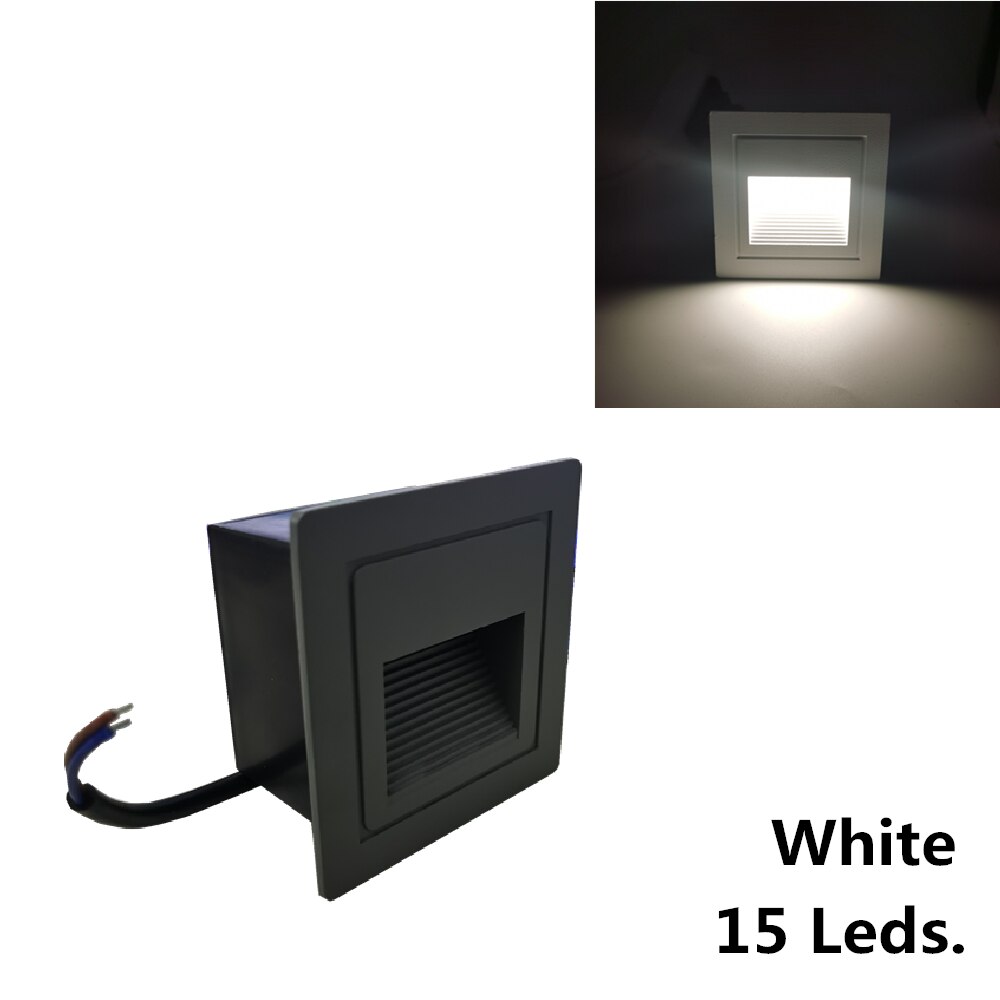 Ip65 vandtæt væglampe underjordisk ført trappelys udendørs fodlygte forsænket hjørnevæglampe udvendigt havelys: Grå hvid