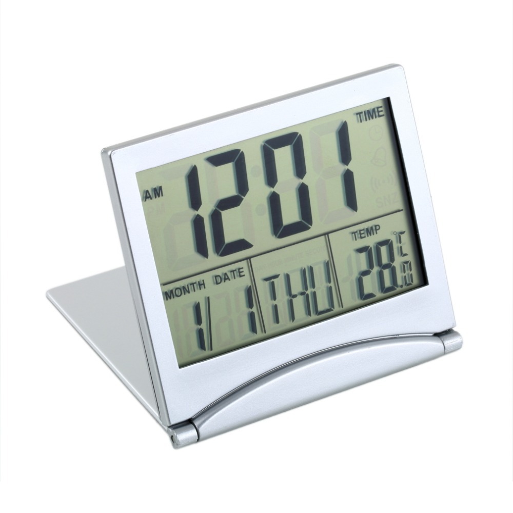 1pcs Calendar Alarm Clock Display Date Time Temperature Flexible Mini Desk Digital LCD Thermometer Cover Search Desk Clock