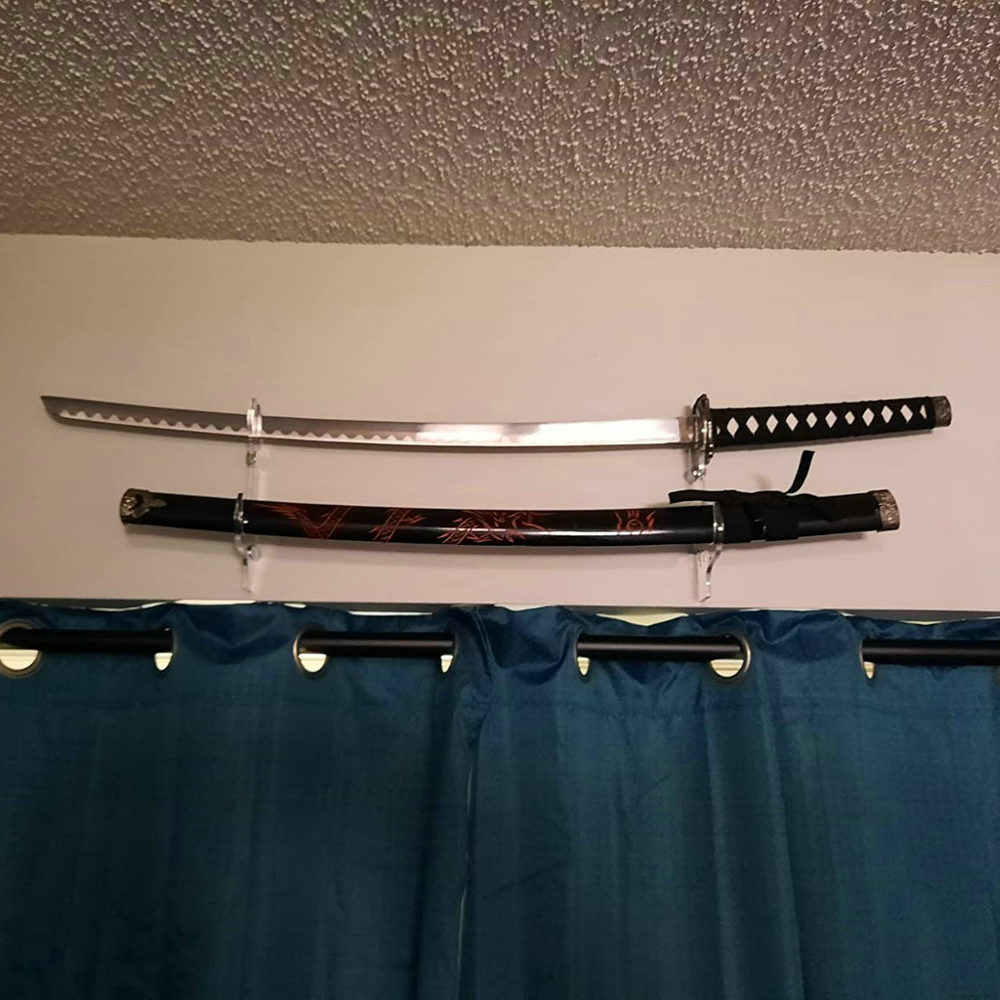 Akryyli miekkateline miekkakoukku seinään kiinnitettävä samurai-miekkateline näyttöteline