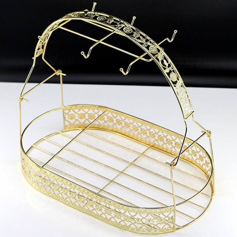 ! guld förvaringsställ med stor kapacitet plätering kaffekoppshäll diskställ kan hänga de flesta koppar, fat, skedar och metallplåtar