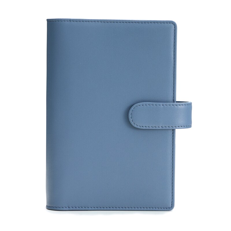 Amnery Leather Notebook Cover A6 Personal /A7 Pocket Ring Binder, 6 Round Ring Binder Journal Refillable for Pocket Filler Paper: Blue- A6 Personal