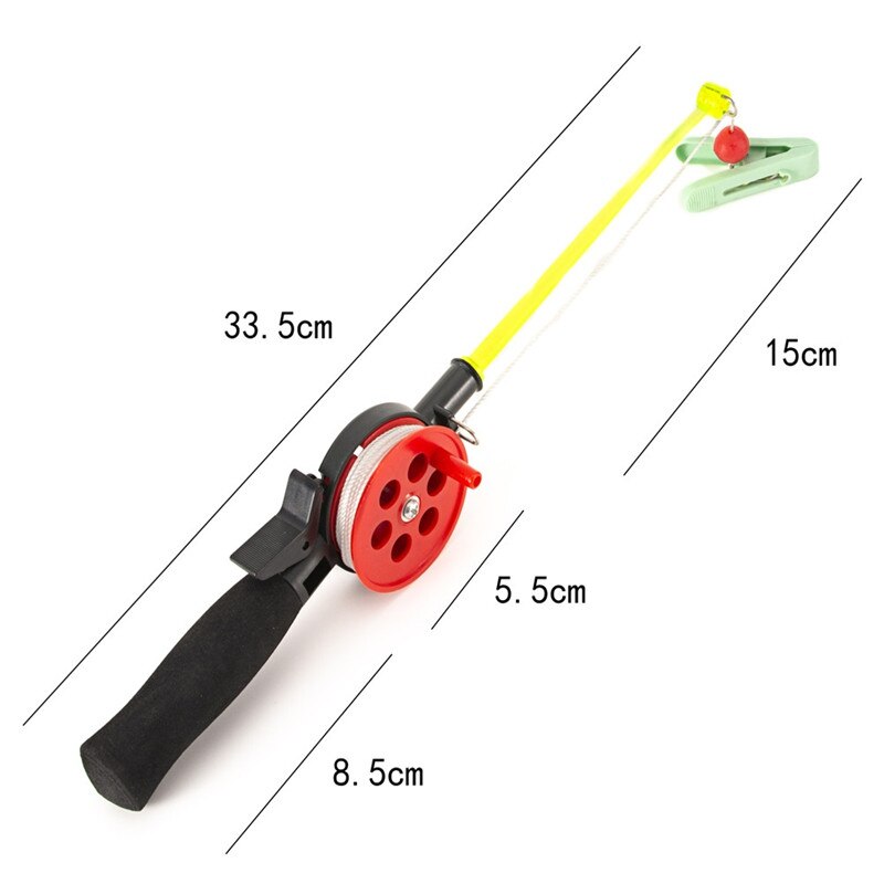 Mini Fishing Rod Portable Kids Children Ice Fishing Pole With Fishing Reel Handle 33cm Winter Tackle