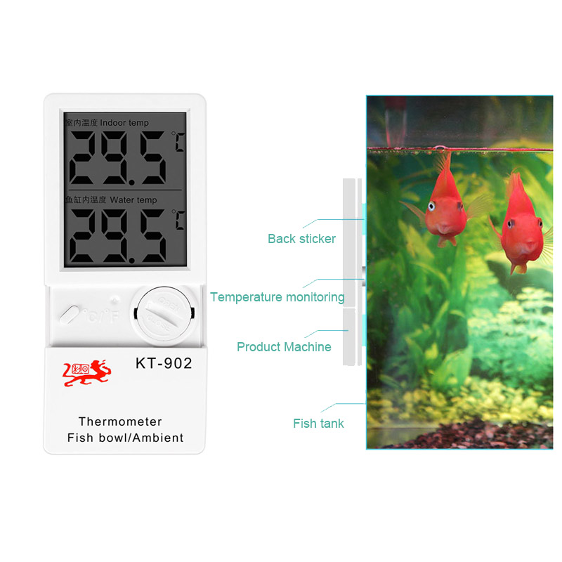 Termómetro Digital para tanque de peces DC16, medidor de temperatura subacuática con ventosa, resistente al agua de acuario: KT-902