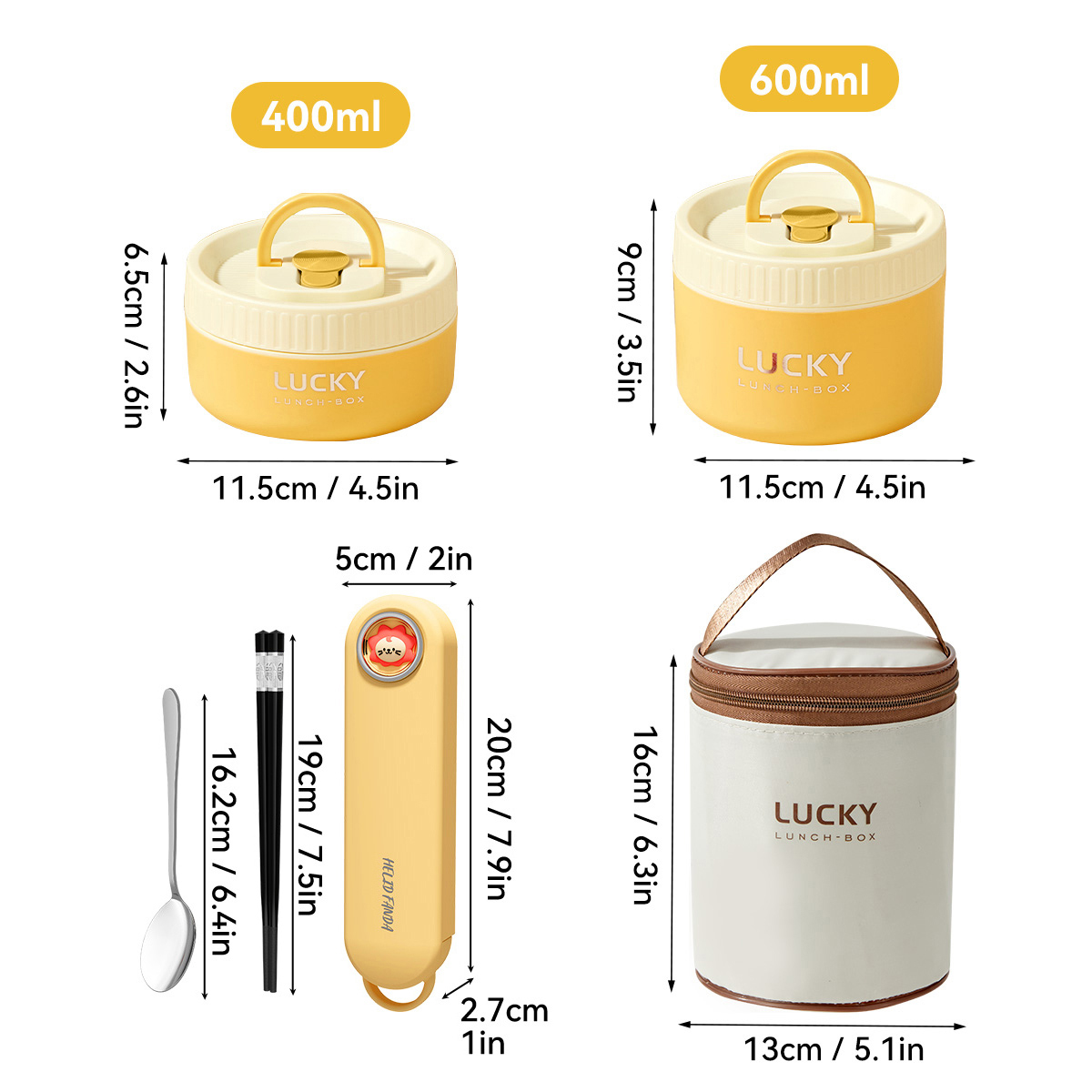 WORTHBUY Portable Insulated Lunch Box 304 Stainless Steel Bento Box With Cutlery&Thermal Bag Microwave Leak-proof Food Container: Beige