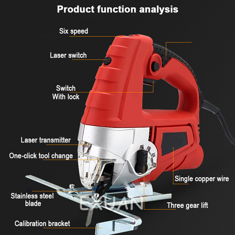 Electric Jig Saw, Household Cutting Machine, Electric Saw, Etched Flashlight, Wire Saw, Woodworking Tool