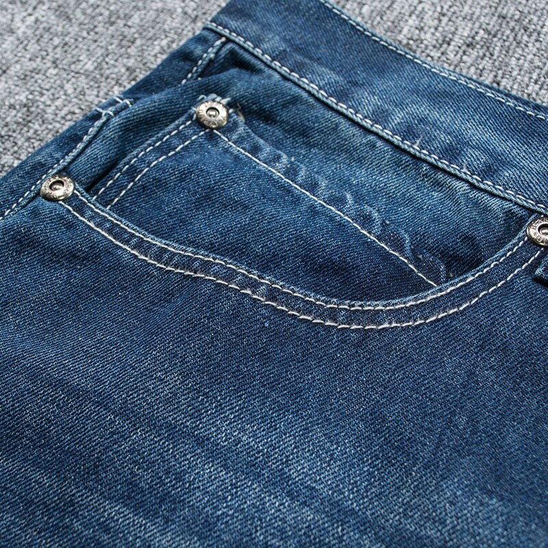 Herr vår höst vida ben baggy jeans byxor herr blå raka jeans hip hop lösa långa jeans byxor man plus size 42 44 46