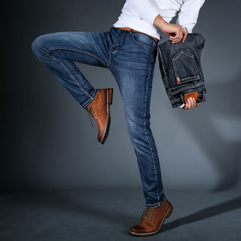 Mens Black/ Blue Jeans Men Casual Slim Stretch Jeans Classic Denim Pants Trousers Plus Size 28-40