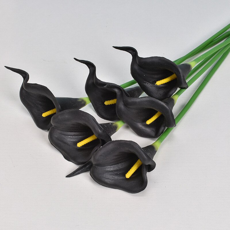 1Pcs Real Touch Calla Lelie Kunstbloemen Calla Lelie Boeket Voor Bruiloft Boeket Bruids Thuis Bloem Decoratie: Black