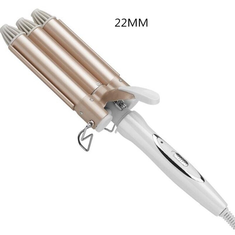 Prancha modeladora de cachos profissional, aparelho de ferro e cerâmica para encaracolar e ondular o cabelo, modelador de cabelos com três cilindros: 22mm
