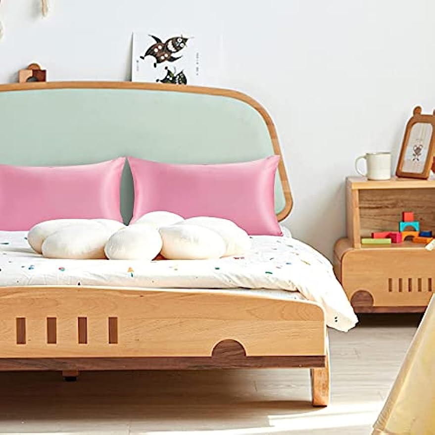 1 Stück Seidensatin-Kissenbezug für Kleinkinder, 35 x 50 cm, superweiche und seidige, kühlende Reise-Kissenbezüge für Kinderzimmer, freundlicher, Jungen und Mädchen