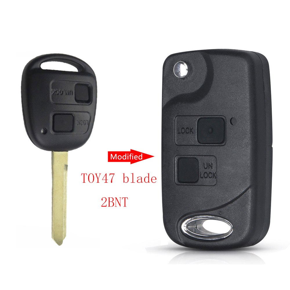 KEYYOU obudowa kluczyka robić samochodu Toyota Yaris Prado Tarago Camry Corolla zabawka43 / zabawka47 / zabawka48 ostrze + gumowy przycisk Podkładka 2/3 BTN: model 4