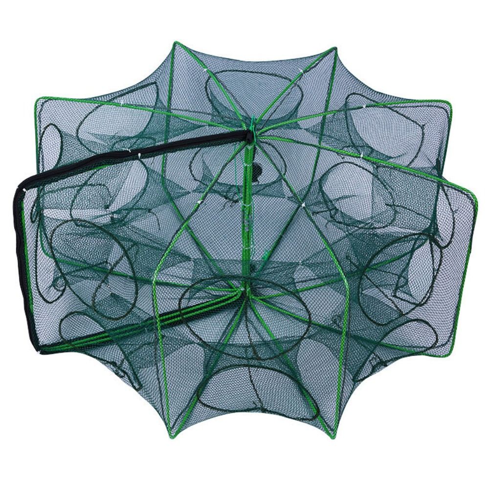 6/8/10 Holes Fishing Net Foldable Green Hexagon Octagon Net 40~82cm Nylon Casting Nets