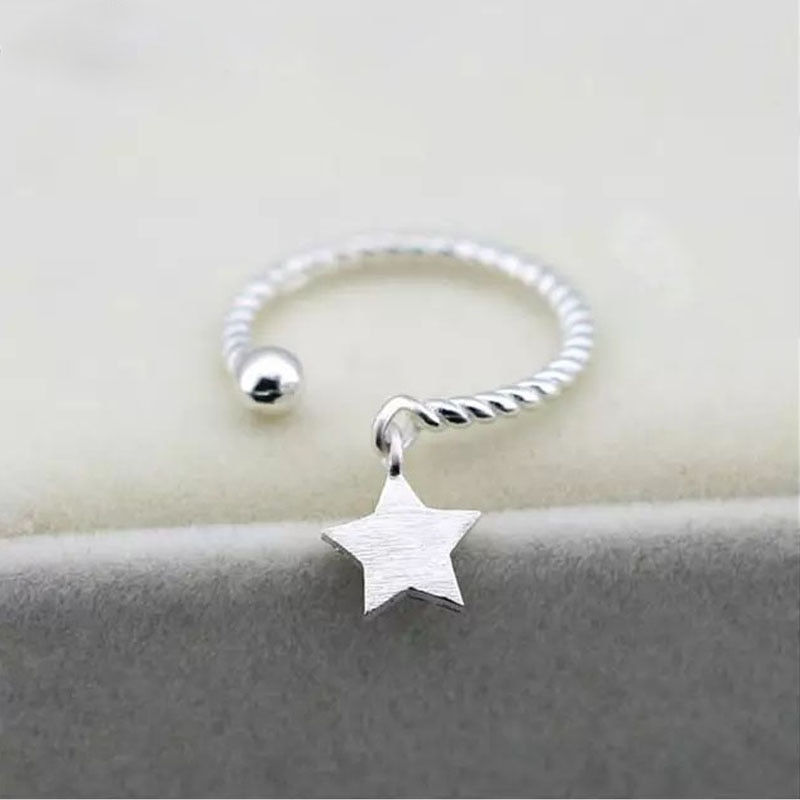 925 Sterling Silver Rings For Women Star Pendant Opening Wedding Rings anillos mujer anel S-R237