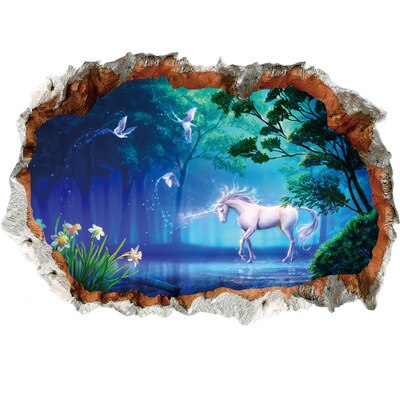 3D White Unicorn Wall Stickers For Kids Rooms Living Room Vinly Wall Decals Baby Bedroom Decorative Stickers Muursticker: Light Grey