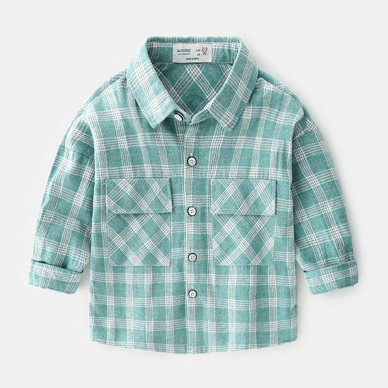 Chemises pour garçons de 2 3 4 5 6 ans | Chemise à manches longues, Plaid décontracté, vêtements printemps-automne pour bébés, t-shirts pour garçons,: green / 6T
