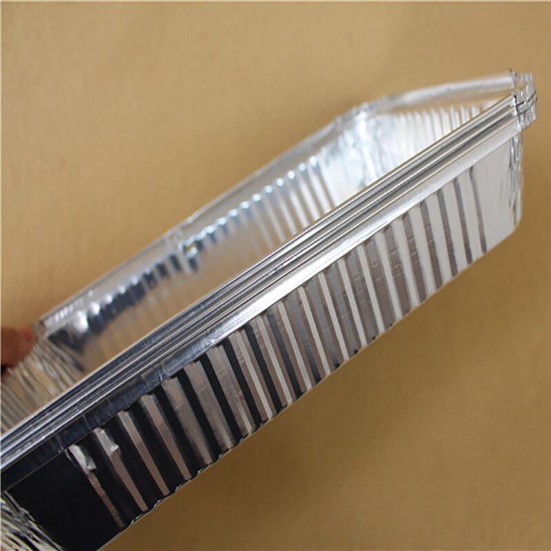 Bandeja grande de aluminio para barbacoa, bandeja reciclable con cubierta de papel de aluminio de 2200ml, utensilios de cocina para exterior, 10 Uds.