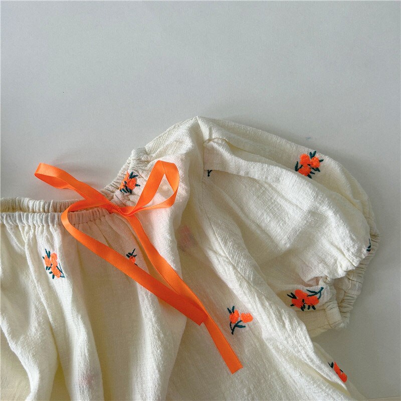 Milancel 2022 Zomer Kinderen T-shirt Meisjes Geborduurde Bloem Baby Shirt Top Kinderkleding