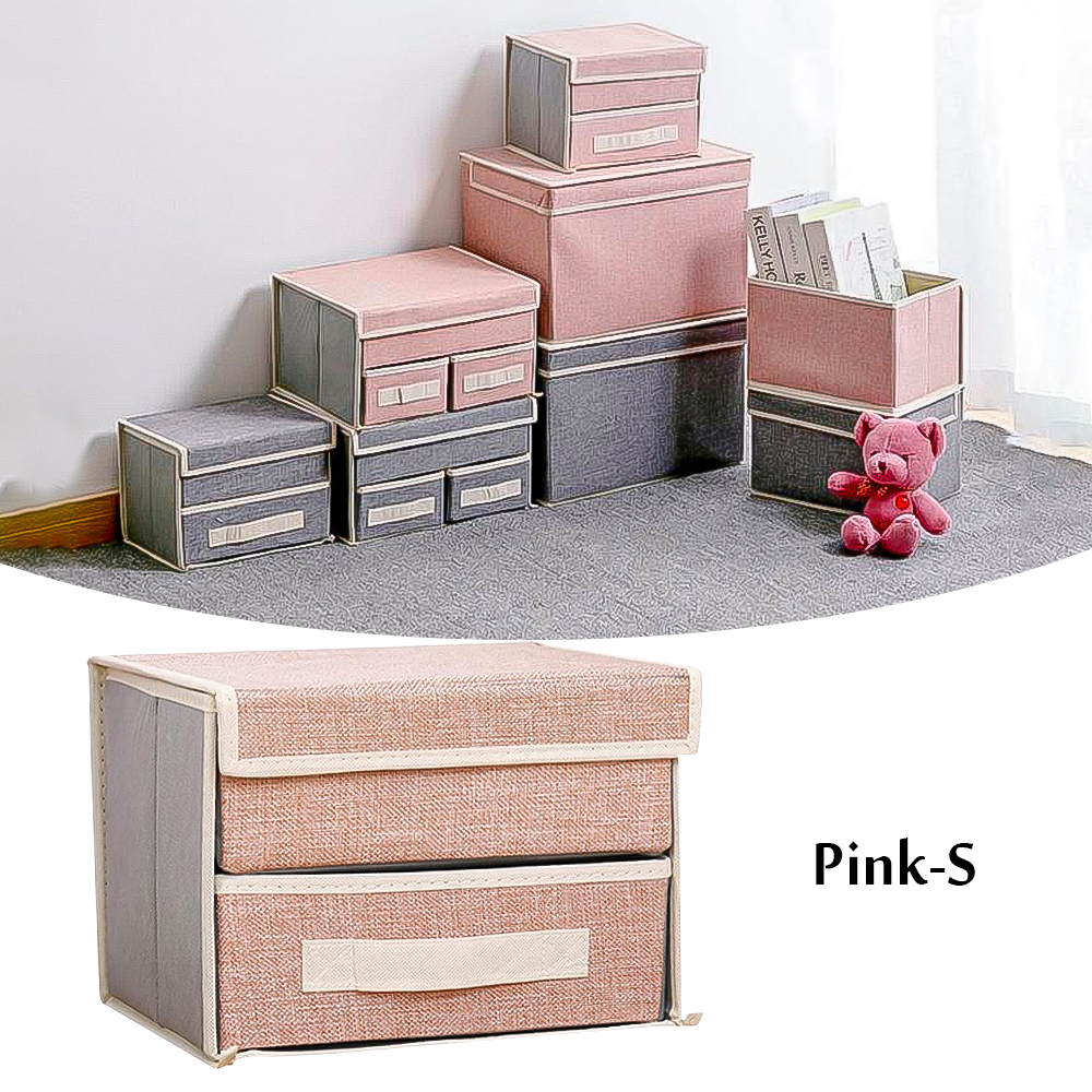 Lagerung Schublade nicht gewebte Faltbare Socken Lagerung Korb Behälter Schreibtisch Schrank Kosmetische Organizer für Unterwäsche Schmuck Schal Socken: S Rosa