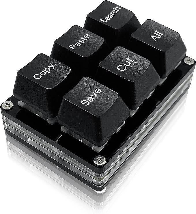 6 taster kopier lim inn søk lagre klipp tastatur enhånds osu-tastatur programmerbar mekanisk snarvei makro tastatur for arbeidsspill: Svart