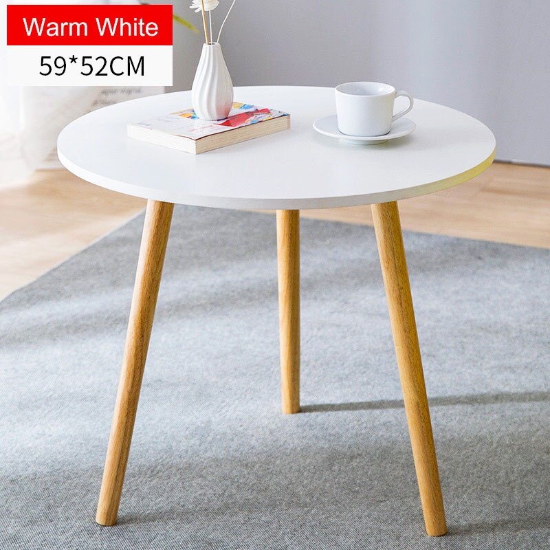 Nordic Style Solid Wood Coffee Table Living room Sofa Side Table Small Dining Table Small Tea Table Home Furniture: 59cm white